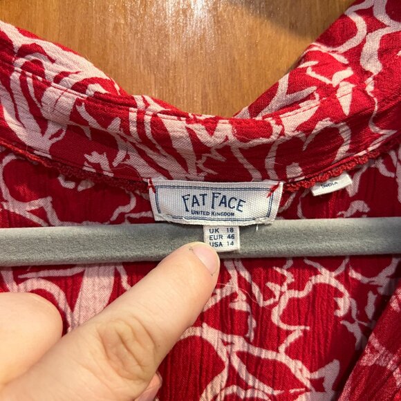 Fat Face UK Red Floral Button-Down Midi Dress - Size US 14 - Picture 3 of 4